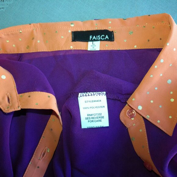 FAISCA, Purple & orange blouse with golden shiny dots design, good for Halloween - Picture 7 of 9